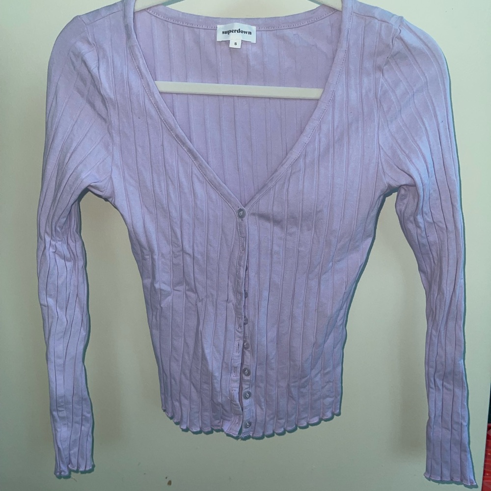 Superdown cropped button down top